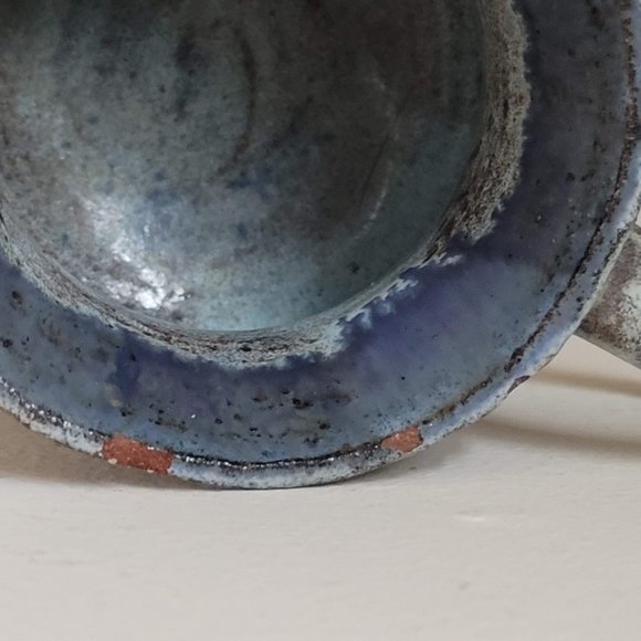 Vintage Blue and White Terracotta Creamer - Signed Studio Pottery - Picture 10 of 12